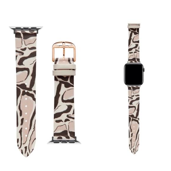 TED BAKER ANIMAL PRINT LEATHER STRAP FOR APPLE WATCH 38/40 mm NEUTRAL MULTI NWT - Picture 1 of 4